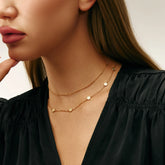 Aure & Lina Set Gold Layered Coin Necklace and Minimalist Chain Choker